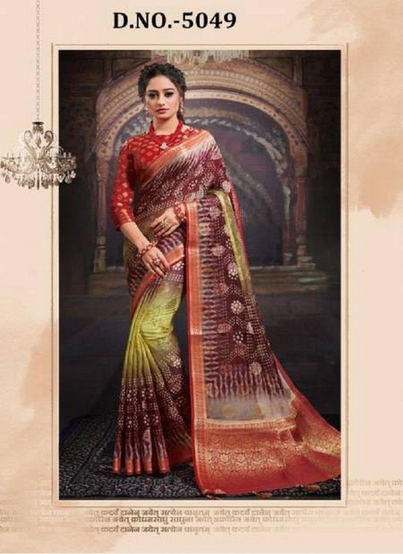 Nari Padmavati Latest Fancy Exclusive Designer Party Wear Bandej Digital Print Chanderi Jacquard Saree Collection
